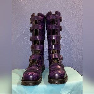 Steel Toe Purple Spiderweb Boots Size 10